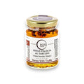Jar of acacia honey with white truffles for a gourmet culinary experience