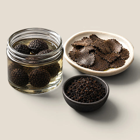 Preserved minced Black Summer Truffle prepared for culinary use