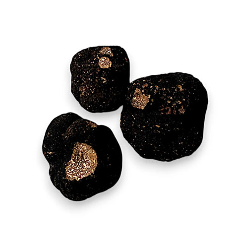 Three black truffles.
