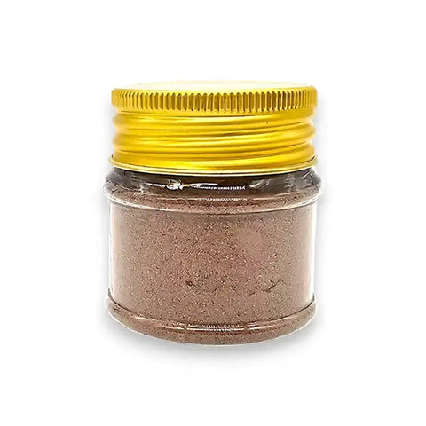 Gold glitter powder in clear jar with yellow lid for Truffle Powder Tuber Brumale